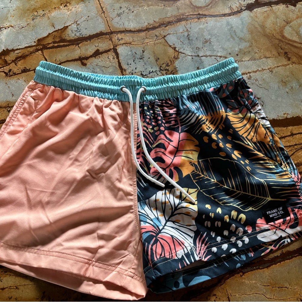 Floral and Peach Swim Shorts